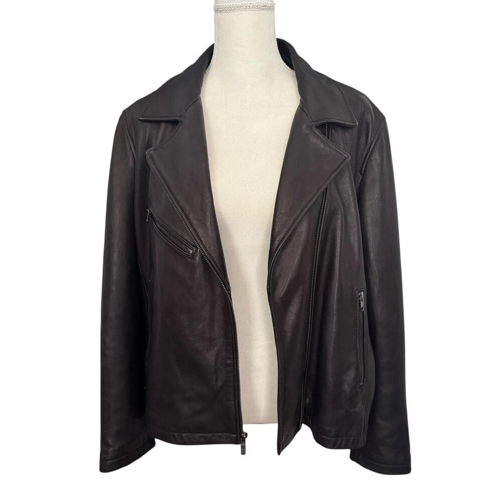 Vintage Pelle Studio Jacket Womens Large Black Soft Leather‎ Moto Jacket Lined